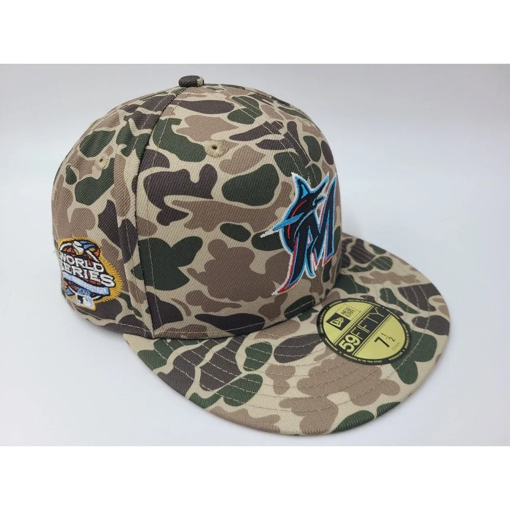 Miami Marlins 2003 World Series Patch Camo New Era‎ 59Fifty Fitted 7 1/2 Hat Cap